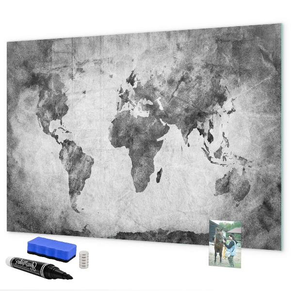 Tablica do rysowania magnetyczna Mapa świata z osobistymi zdjęciami