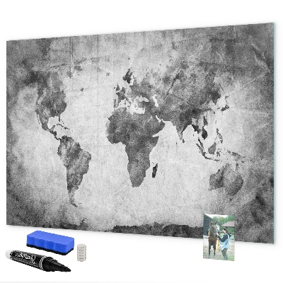 Tablica do rysowania magnetyczna Mapa świata z osobistymi zdjęciami