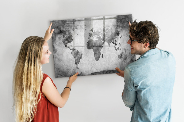 Tablica do rysowania magnetyczna Mapa świata z osobistymi zdjęciami