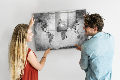 Tablica do rysowania magnetyczna Mapa świata z osobistymi zdjęciami