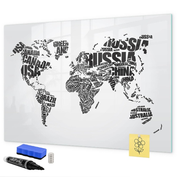 Magnetyczna tablica do rysowania Mapa świata z osobistymi wspomnieniami