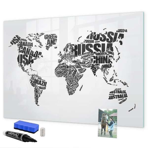 Magnetyczna tablica do rysowania Mapa świata z osobistymi wspomnieniami
