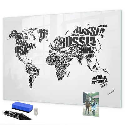 Magnetyczna tablica do rysowania Mapa świata z osobistymi wspomnieniami