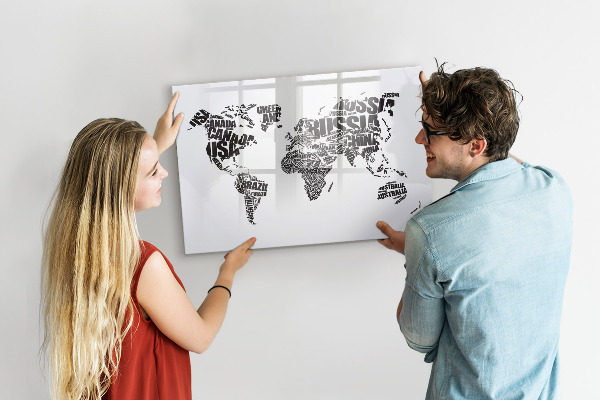 Magnetyczna tablica do rysowania Mapa świata z osobistymi wspomnieniami