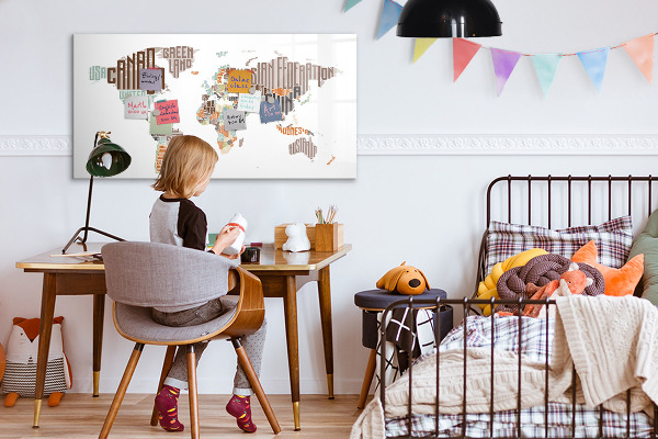Magnetyczna tablica do rysowania Mapa świata z miejscami do zdjęć