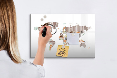 Magnetyczna tablica do rysowania Mapa świata z miejscami do zdjęć