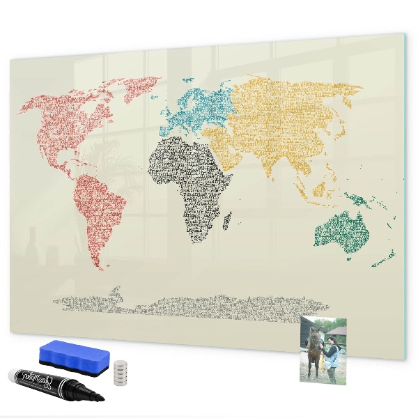 Magnetyczna tablica do rysowania Mapa świata z miejscami i zdjęciami