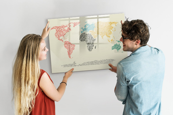 Magnetyczna tablica do rysowania Mapa świata z miejscami i zdjęciami