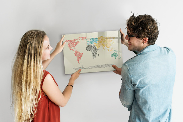 Magnetyczna tablica do rysowania Mapa świata z miejscami i zdjęciami