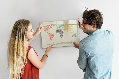 Magnetyczna tablica do rysowania Mapa świata z miejscami i zdjęciami