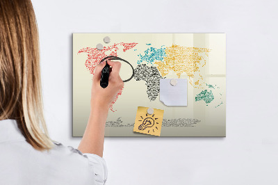 Magnetyczna tablica do rysowania Mapa świata z miejscami i zdjęciami