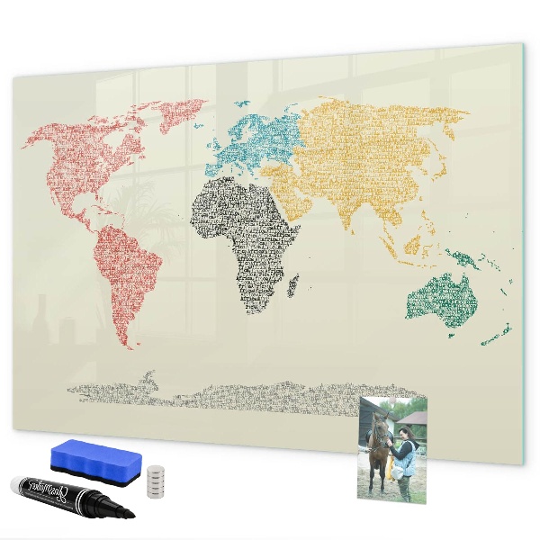 Magnetyczna tablica do rysowania Mapa świata z miejscami i zdjęciami