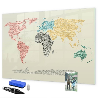 Magnetyczna tablica do rysowania Mapa świata z miejscami i zdjęciami