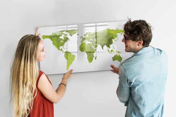 Tablica do rysowania magnetyczna Mapa świata z miejscami na zdjęcia