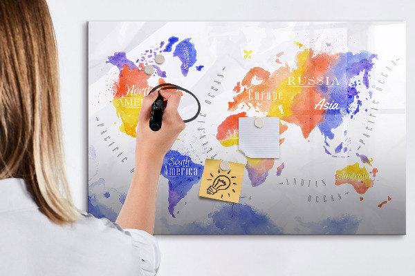 Tablica magnetyczna z pisakiem Kolorowa mapa świata z zdjęciami