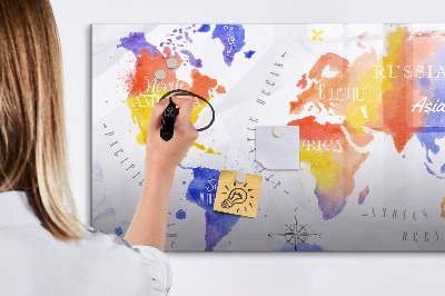 Tablica magnetyczna z pisakiem Kolorowa mapa świata z zdjęciami