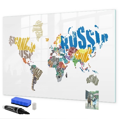 Magnetyczna tablica do rysowania Mapa świata z miejscami na zdjęcia