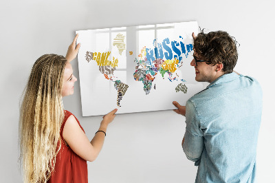 Magnetyczna tablica do rysowania Mapa świata z miejscami na zdjęcia