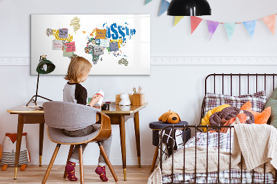 Magnetyczna tablica do rysowania Mapa świata z miejscami na zdjęcia
