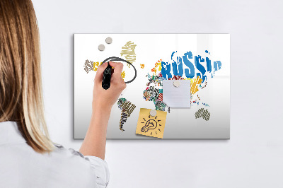 Magnetyczna tablica do rysowania Mapa świata z miejscami na zdjęcia