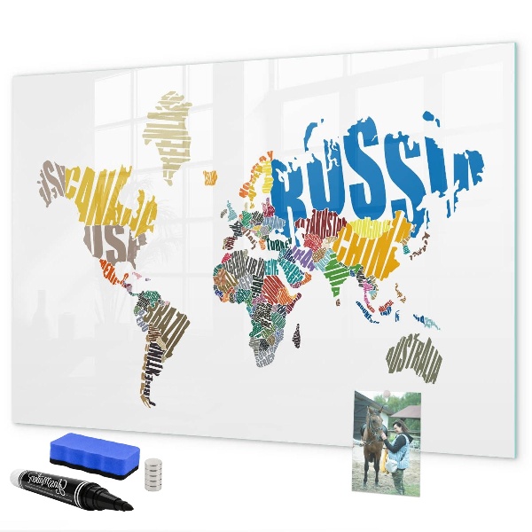 Magnetyczna tablica do rysowania Mapa świata z miejscami na zdjęcia