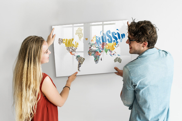 Magnetyczna tablica do rysowania Mapa świata z miejscami na zdjęcia