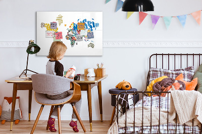 Magnetyczna tablica do rysowania Mapa świata z miejscami na zdjęcia
