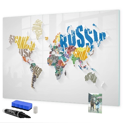 Tablica do rysowania magnetyczna Mapa świata z osobistymi wspomnieniami
