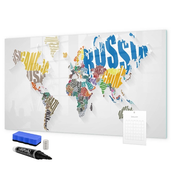 Tablica do rysowania magnetyczna Mapa świata z osobistymi wspomnieniami