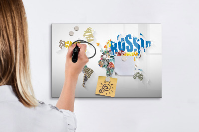 Tablica do rysowania magnetyczna Mapa świata z osobistymi wspomnieniami