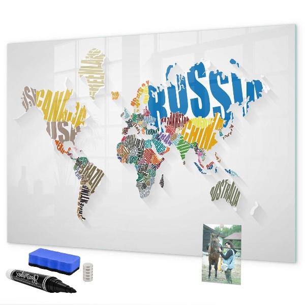 Tablica do rysowania magnetyczna Mapa świata z osobistymi wspomnieniami