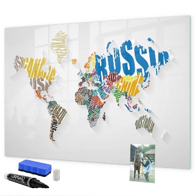 Tablica do rysowania magnetyczna Mapa świata z osobistymi wspomnieniami