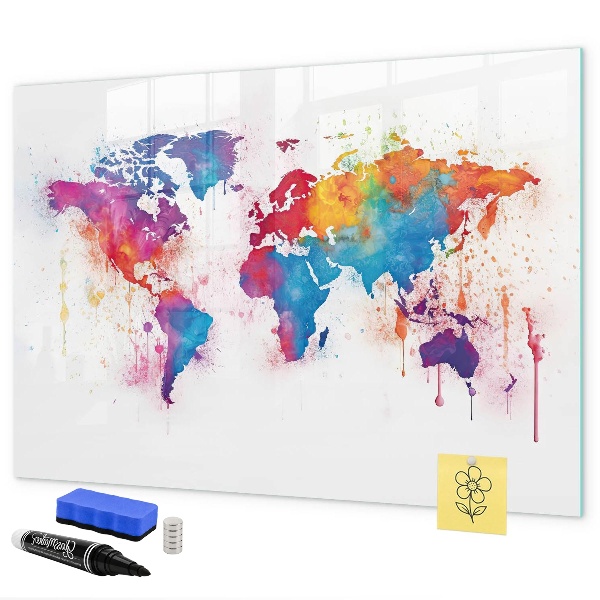 Magnetyczna tablica do rysowania Kolorowa mapa świata z zdjęciami