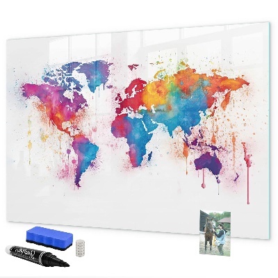 Magnetyczna tablica do rysowania Kolorowa mapa świata z zdjęciami