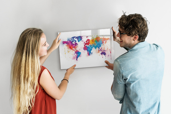 Magnetyczna tablica do rysowania Kolorowa mapa świata z zdjęciami