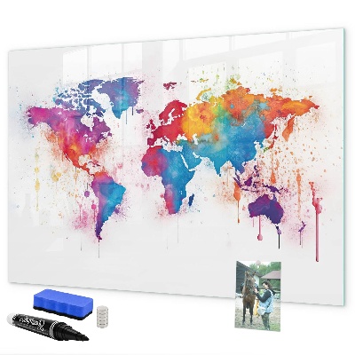 Magnetyczna tablica do rysowania Kolorowa mapa świata z zdjęciami