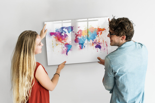 Magnetyczna tablica do rysowania Kolorowa mapa świata z zdjęciami