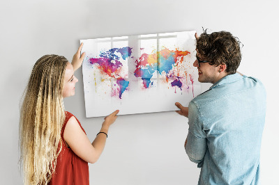 Magnetyczna tablica do rysowania Kolorowa mapa świata z zdjęciami