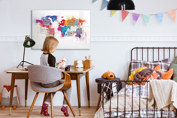 Magnetyczna tablica do rysowania Kolorowa mapa świata z zdjęciami