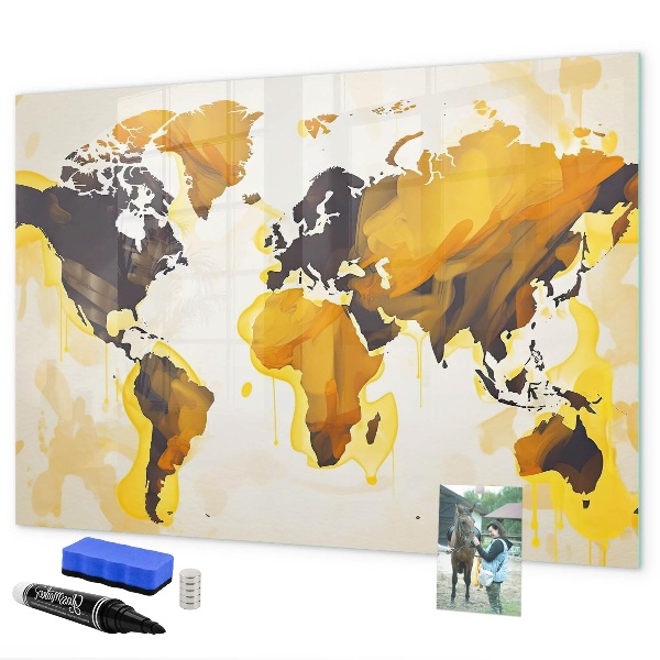 Tablica do rysowania magnetyczna Mapa świata z miejscami na zdjęcia