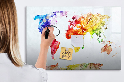Tablica magnetyczna z pisakiem Kolorowa mapa świata z zdjęciami