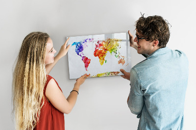 Tablica magnetyczna z pisakiem Kolorowa mapa świata z zdjęciami