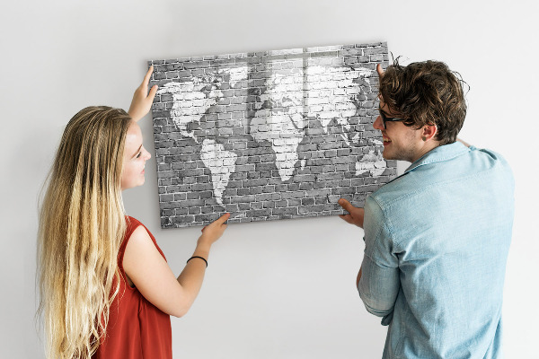 Magnetyczna tablica do rysowania Mapa świata z miejscami do zdjęć