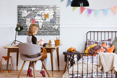 Magnetyczna tablica do rysowania Mapa świata z miejscami do zdjęć