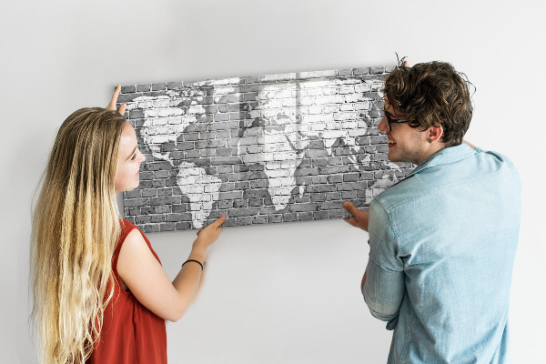 Magnetyczna tablica do rysowania Mapa świata z miejscami do zdjęć