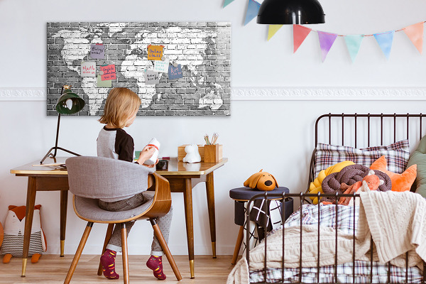 Magnetyczna tablica do rysowania Mapa świata z miejscami do zdjęć