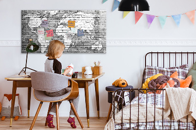 Magnetyczna tablica do rysowania Mapa świata z miejscami do zdjęć