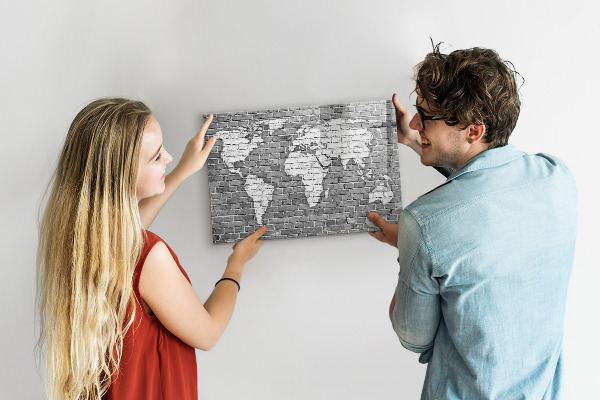 Magnetyczna tablica do rysowania Mapa świata z miejscami do zdjęć