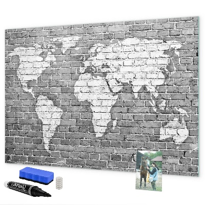 Magnetyczna tablica do rysowania Mapa świata z miejscami do zdjęć