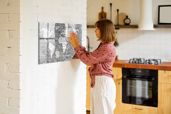 Magnetyczna tablica do rysowania Mapa świata z miejscami do zdjęć